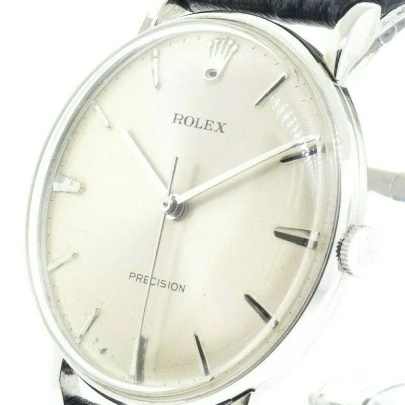 Rolex Vintage Stainless Steel Cream Stick Dial Leather Strap c.1950