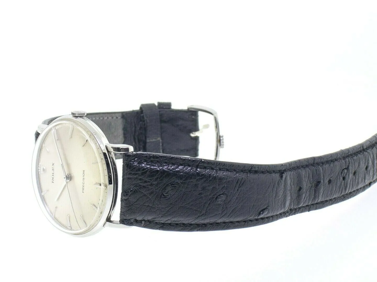 Rolex Vintage Stainless Steel Cream Stick Dial Leather Strap c.1950