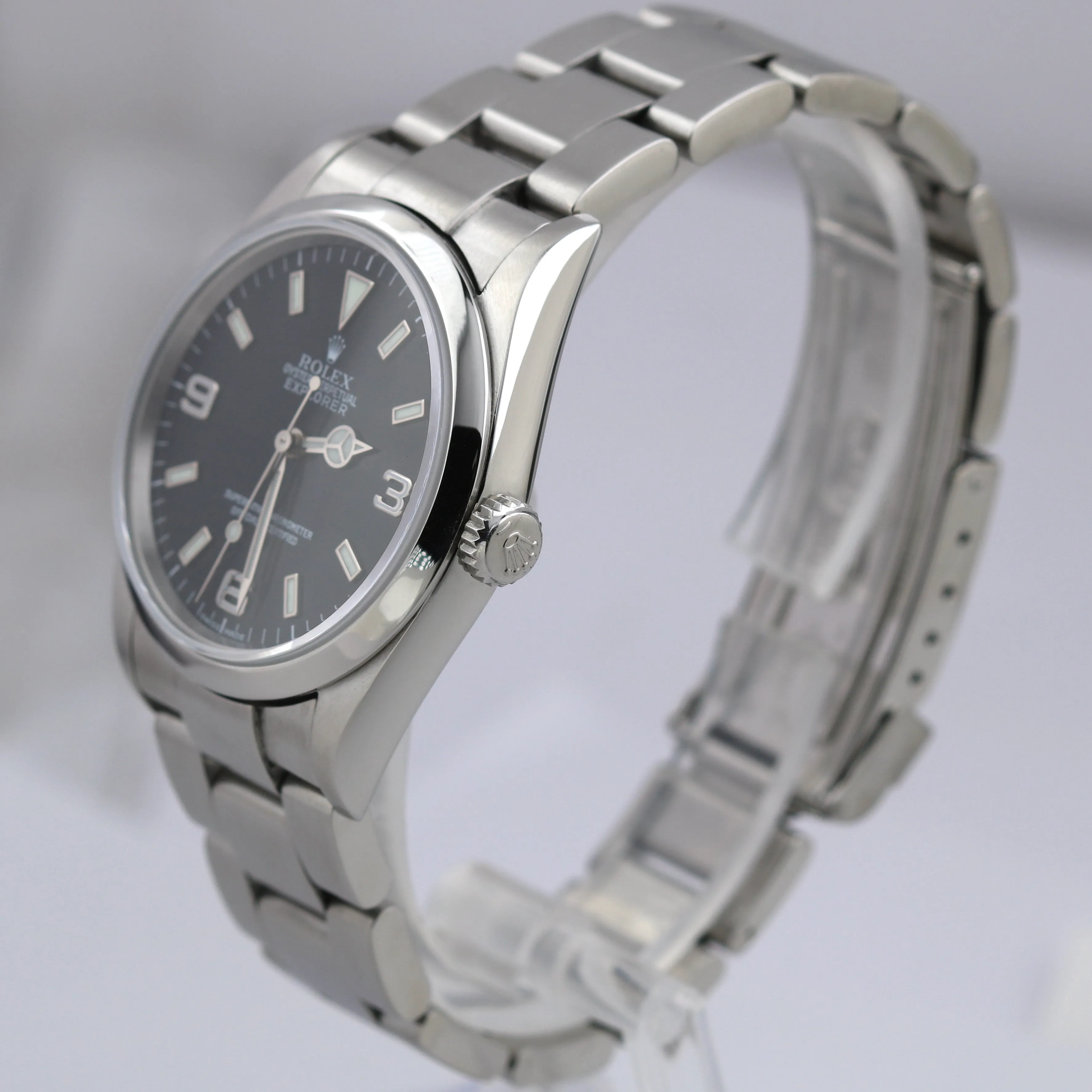RSC Rolex Explorer I Black 36mm Stainless Steel 3-6-9 Oyster Watch 114270 BOX