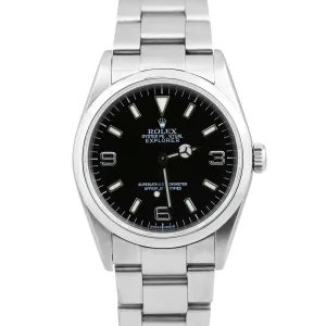 RSC Rolex Explorer I Black 36mm Stainless Steel 3-6-9 Oyster Watch 114270 BOX