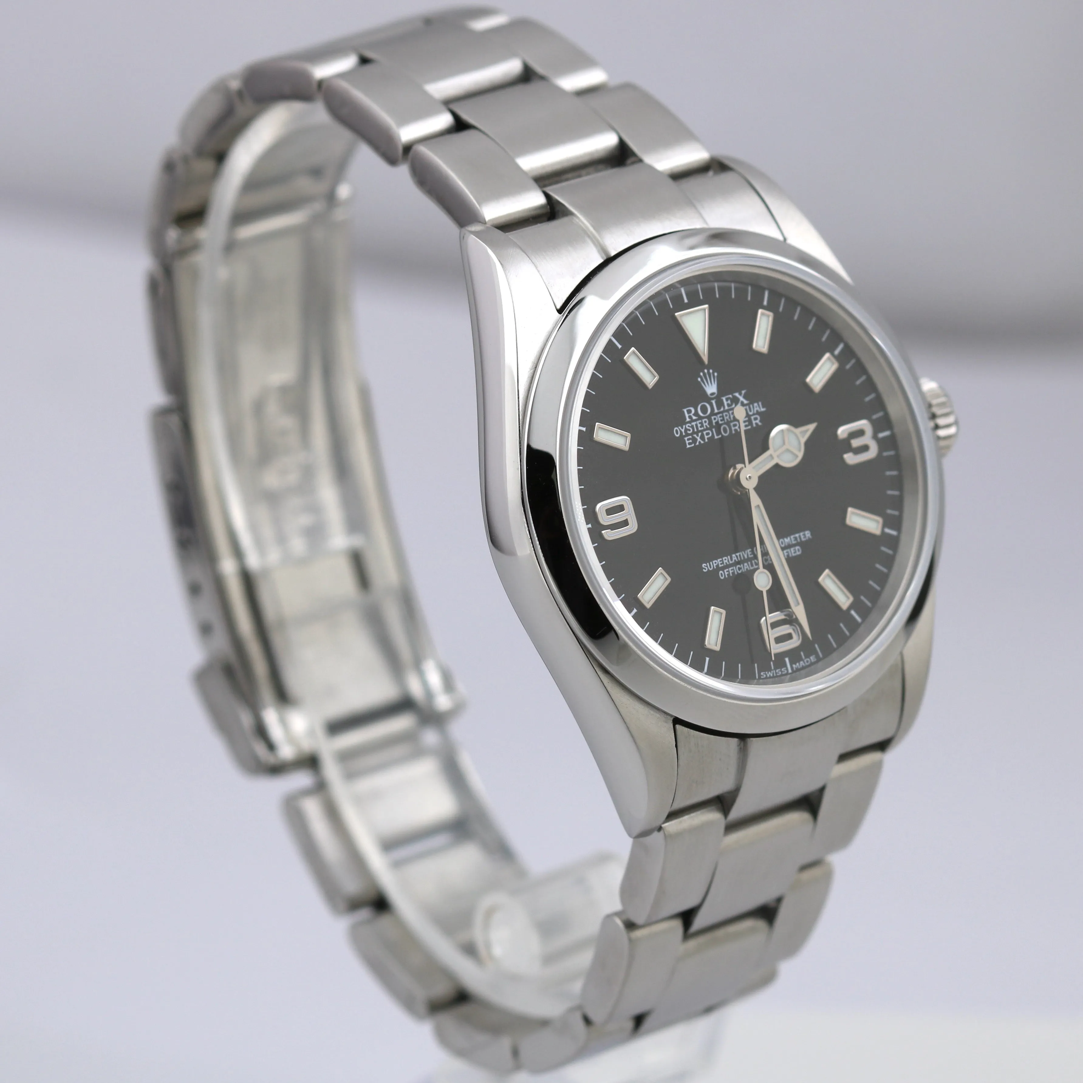 RSC Rolex Explorer I Black 36mm Stainless Steel 3-6-9 Oyster Watch 114270 BOX