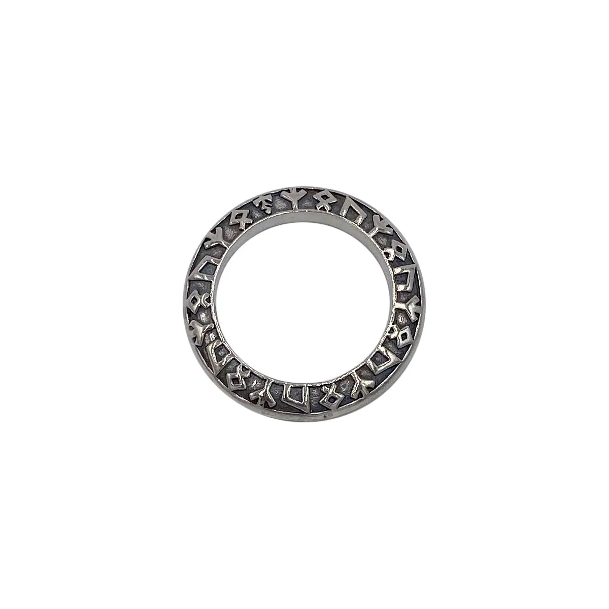 Rune Ring with Bale on Leather Necklace