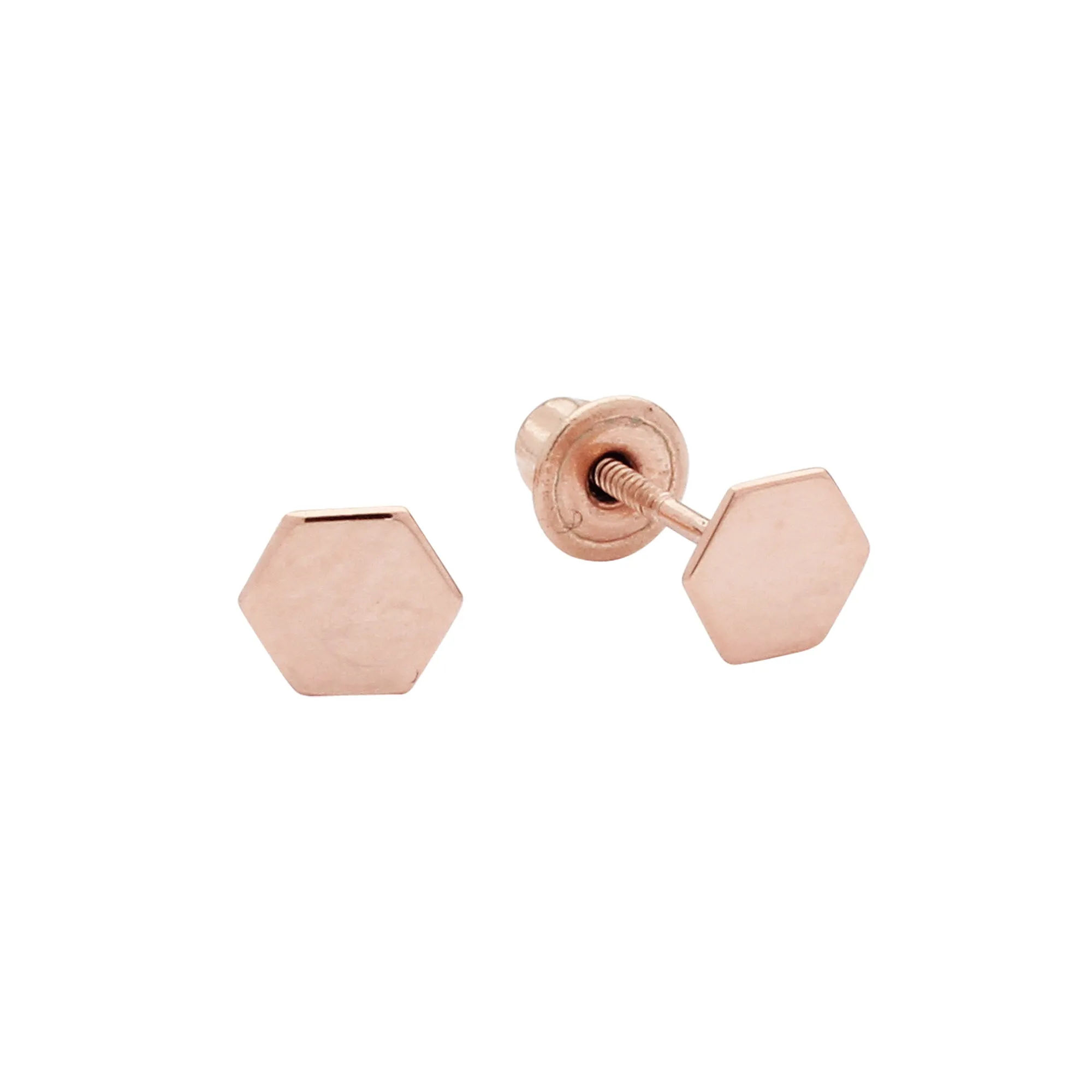 SALE - 10k Solid Gold Tiny Hexagon Studs
