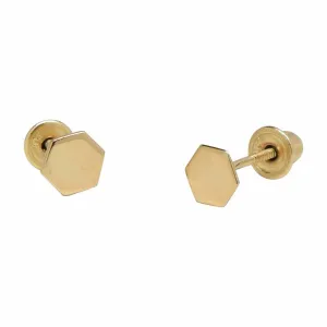 SALE - 10k Solid Gold Tiny Hexagon Studs