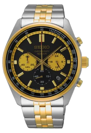 Seiko Essentials SSB430 Black Dial with Gold Accents 10 ATM Water Resistant 41.5mm Men's Watch