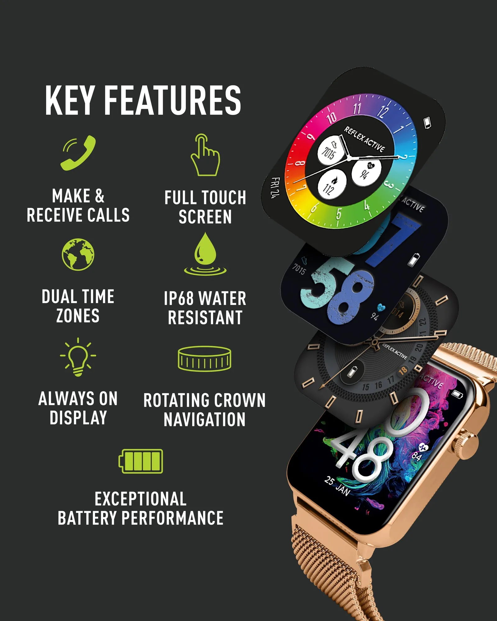 Series 30 Amoled Rose Gold Mesh Smart Calling Watch
