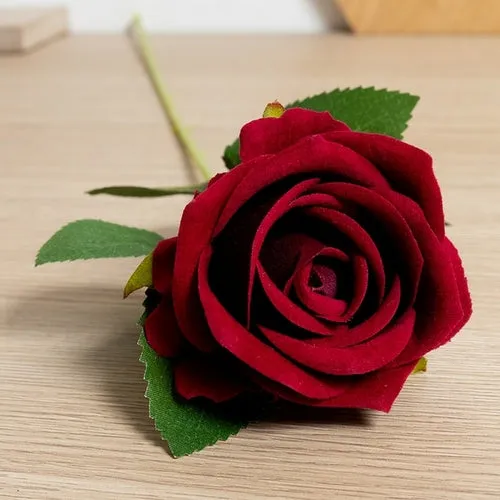 Silk Artificial Rose Flower Long Branch Bouquet - Set of 5 for Weddings and Home Decor
