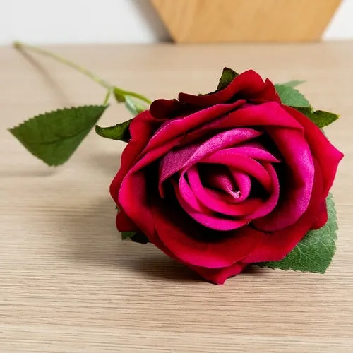 Silk Artificial Rose Flower Long Branch Bouquet - Set of 5 for Weddings and Home Decor