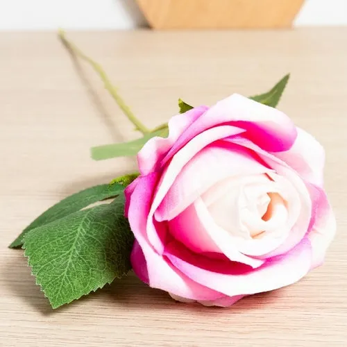 Silk Artificial Rose Flower Long Branch Bouquet - Set of 5 for Weddings and Home Decor
