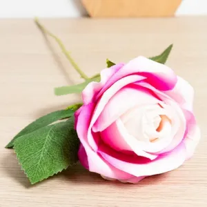 Silk Artificial Rose Flower Long Branch Bouquet - Set of 5 for Weddings and Home Decor