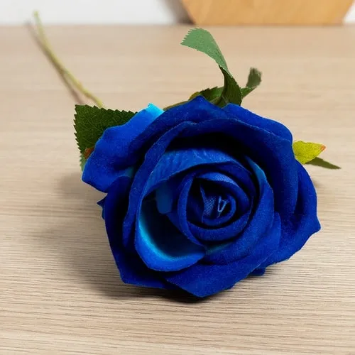 Silk Artificial Rose Flower Long Branch Bouquet - Set of 5 for Weddings and Home Decor