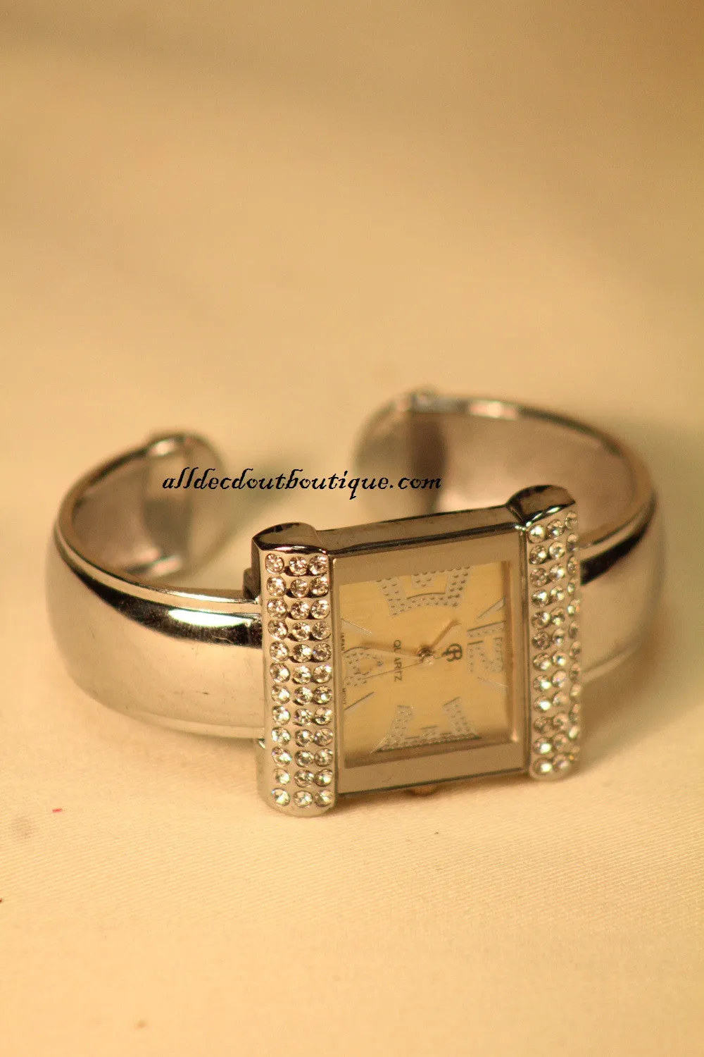 Silver/White Clear Rhinestones | Metal Band One Size