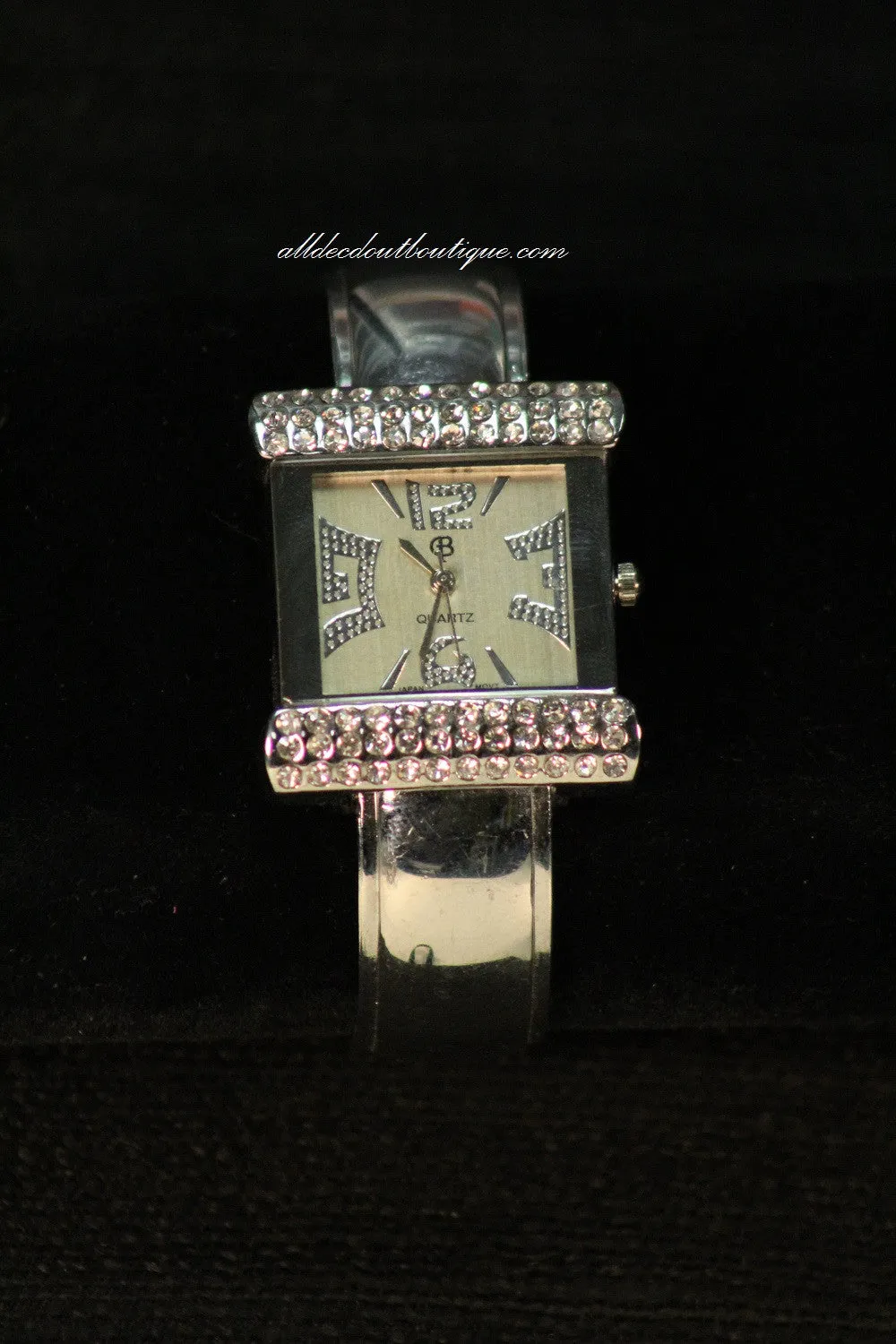 Silver/White Clear Rhinestones | Metal Band One Size