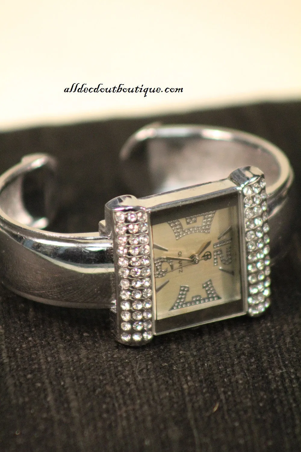Silver/White Clear Rhinestones | Metal Band One Size
