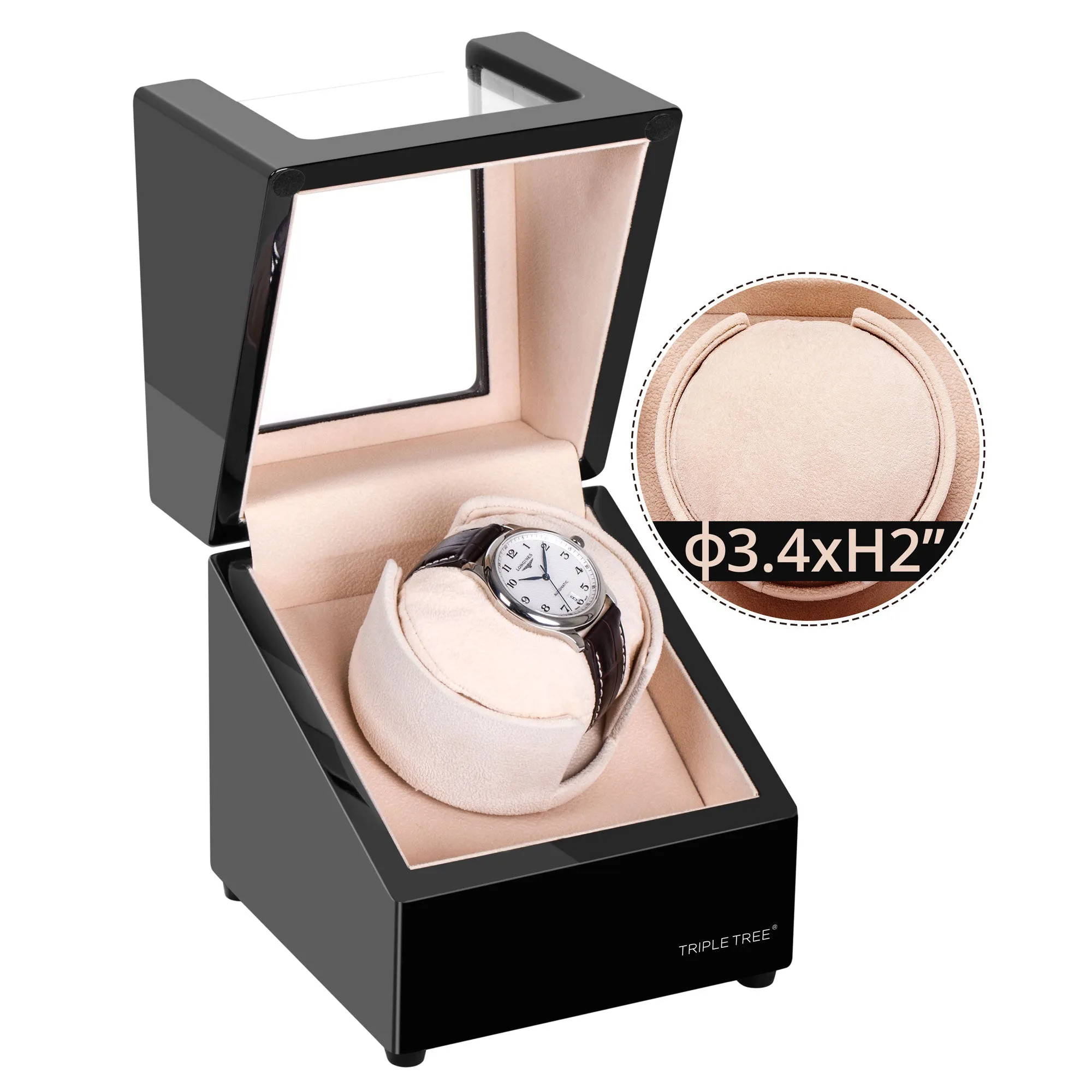 Single Wooden Watch Winder Piano Black TRIPLE TREE