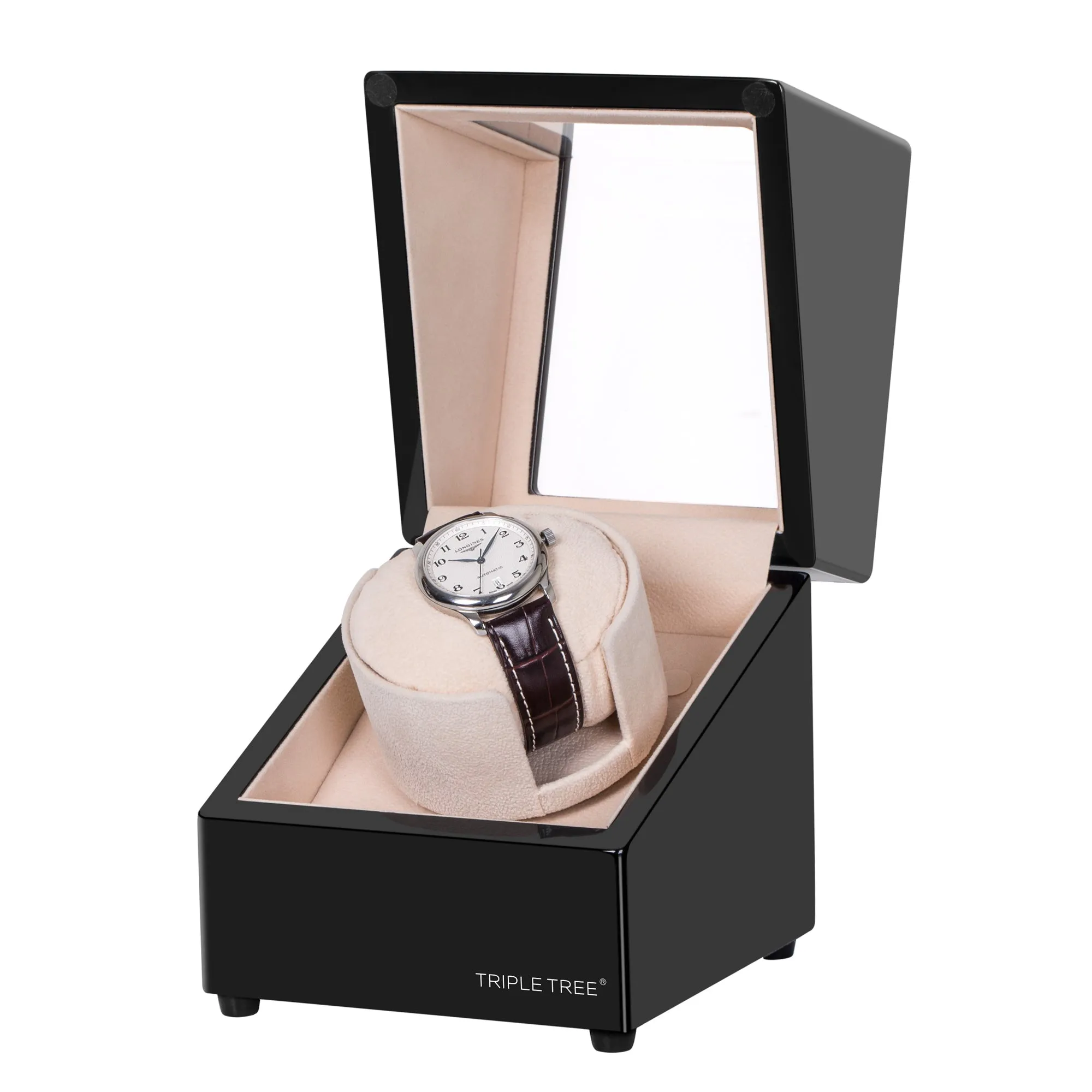 Single Wooden Watch Winder Piano Black TRIPLE TREE