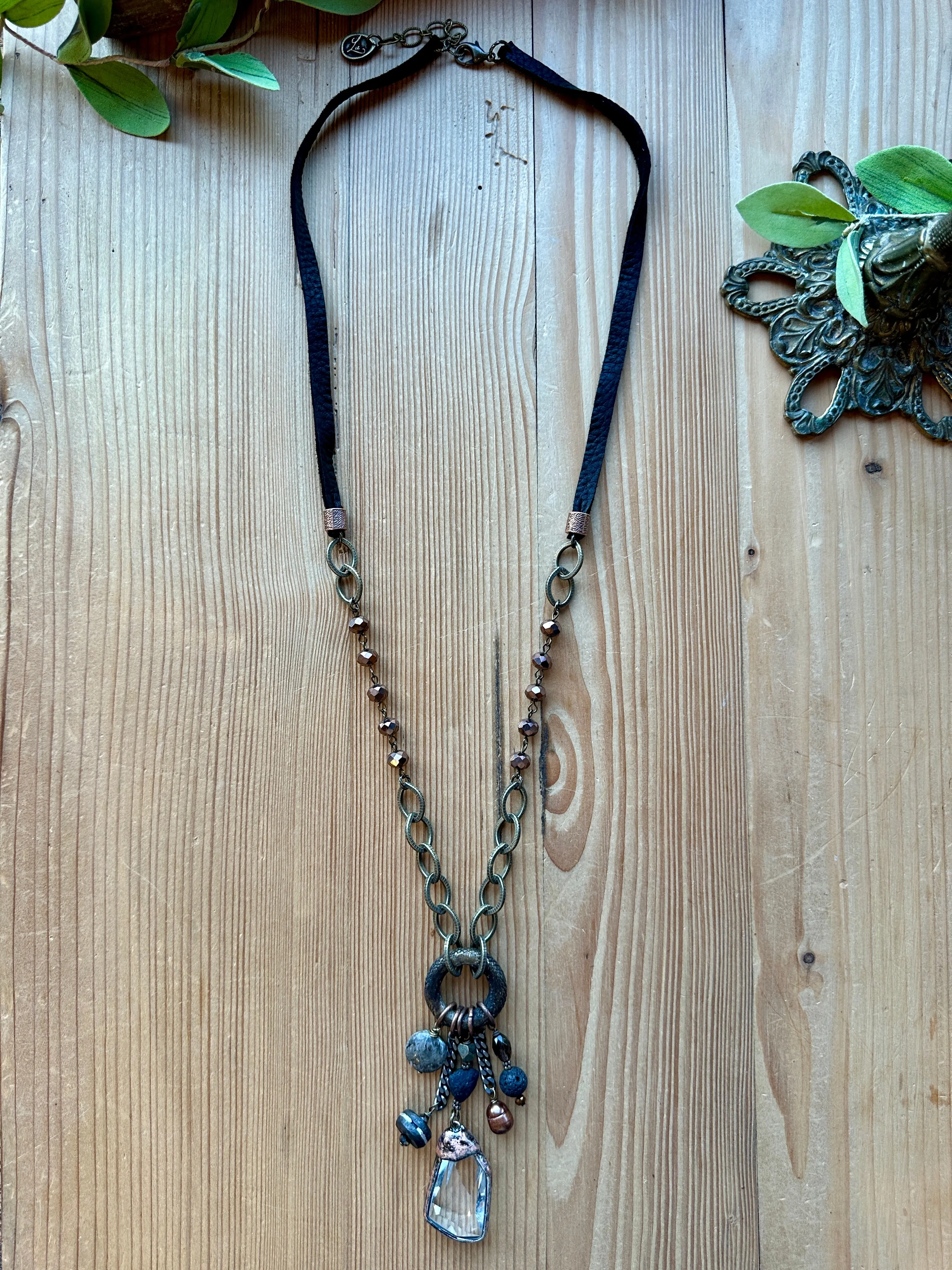 Smoky Fossil Long Necklace