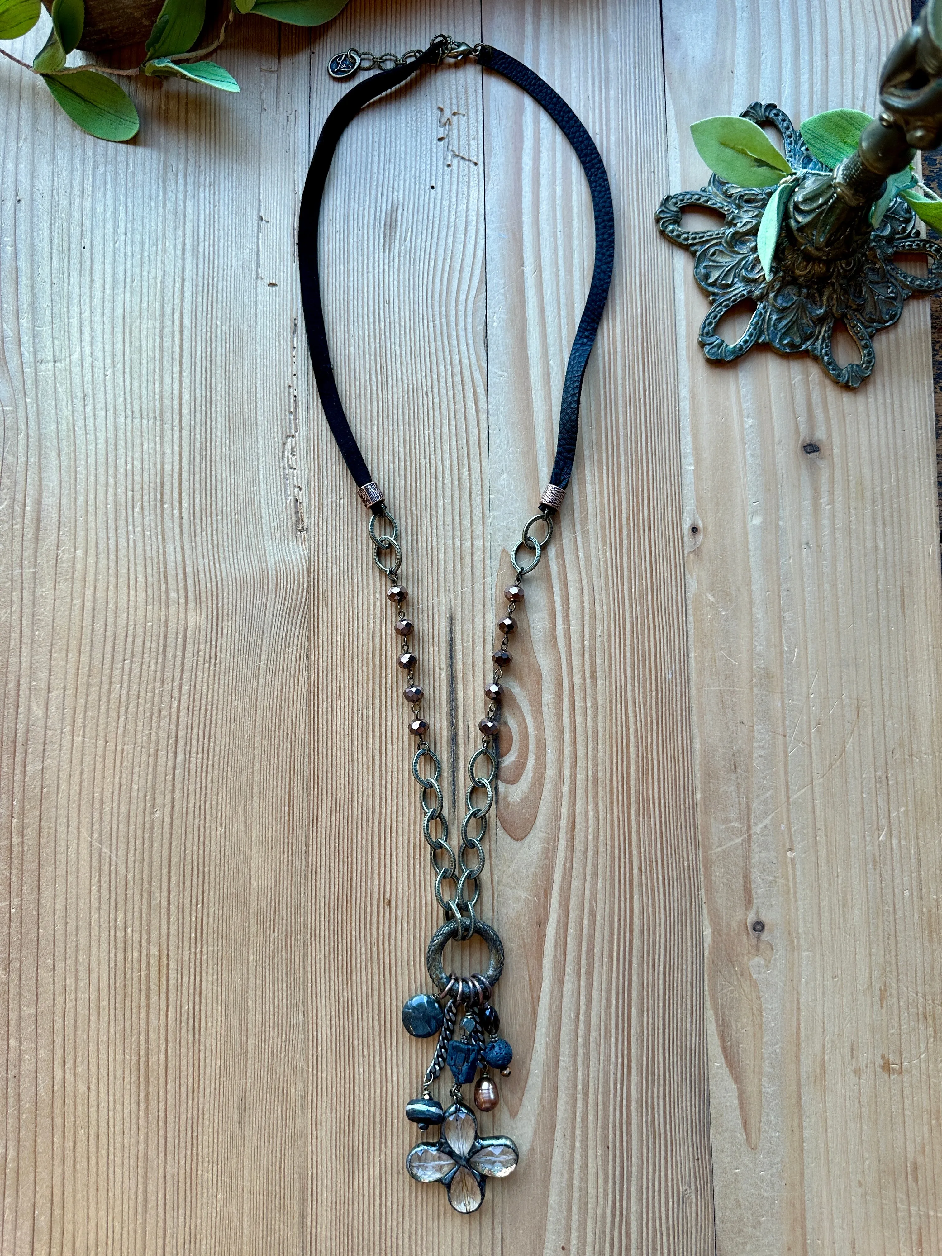 Smoky Fossil Long Necklace