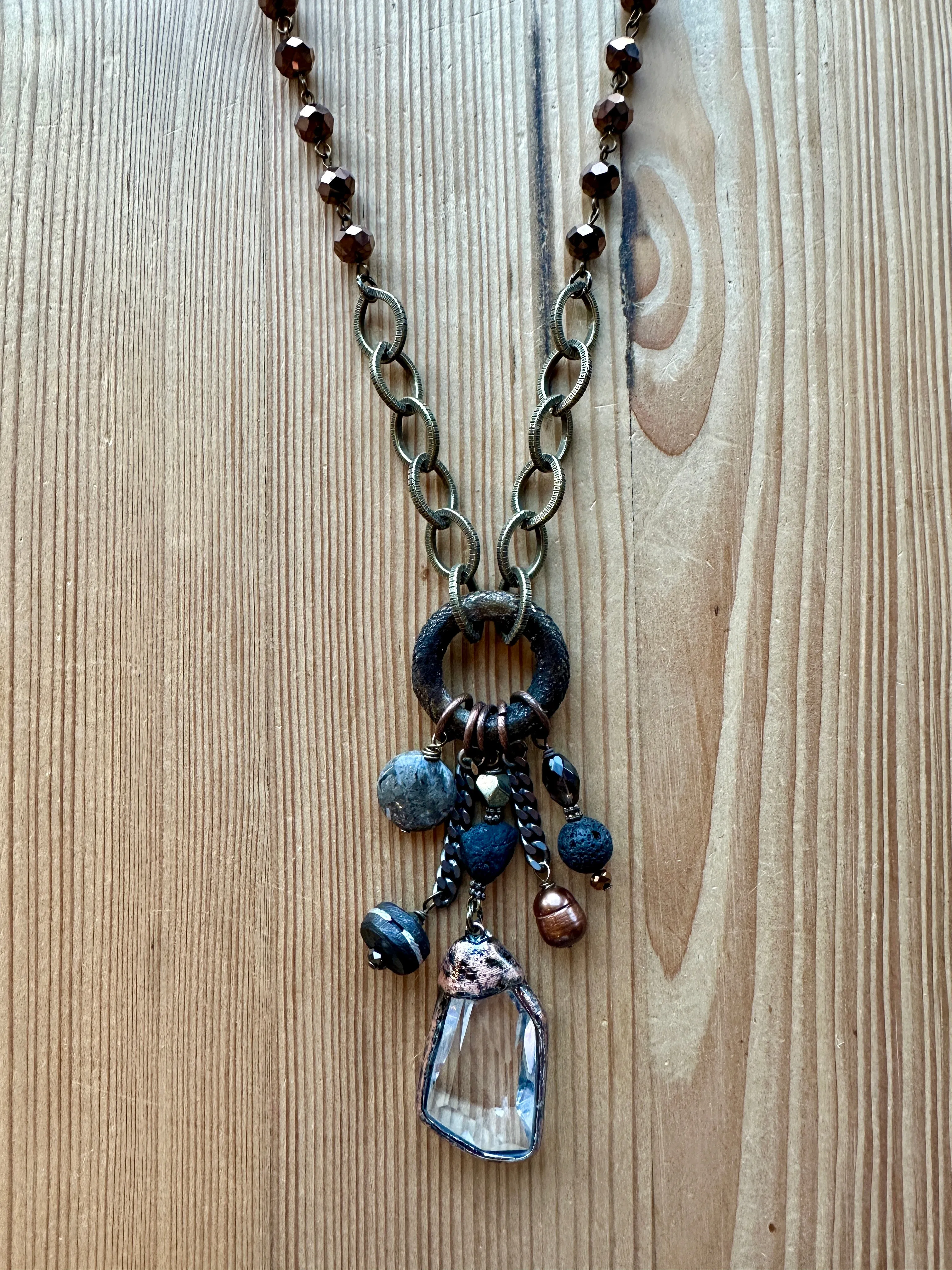 Smoky Fossil Long Necklace