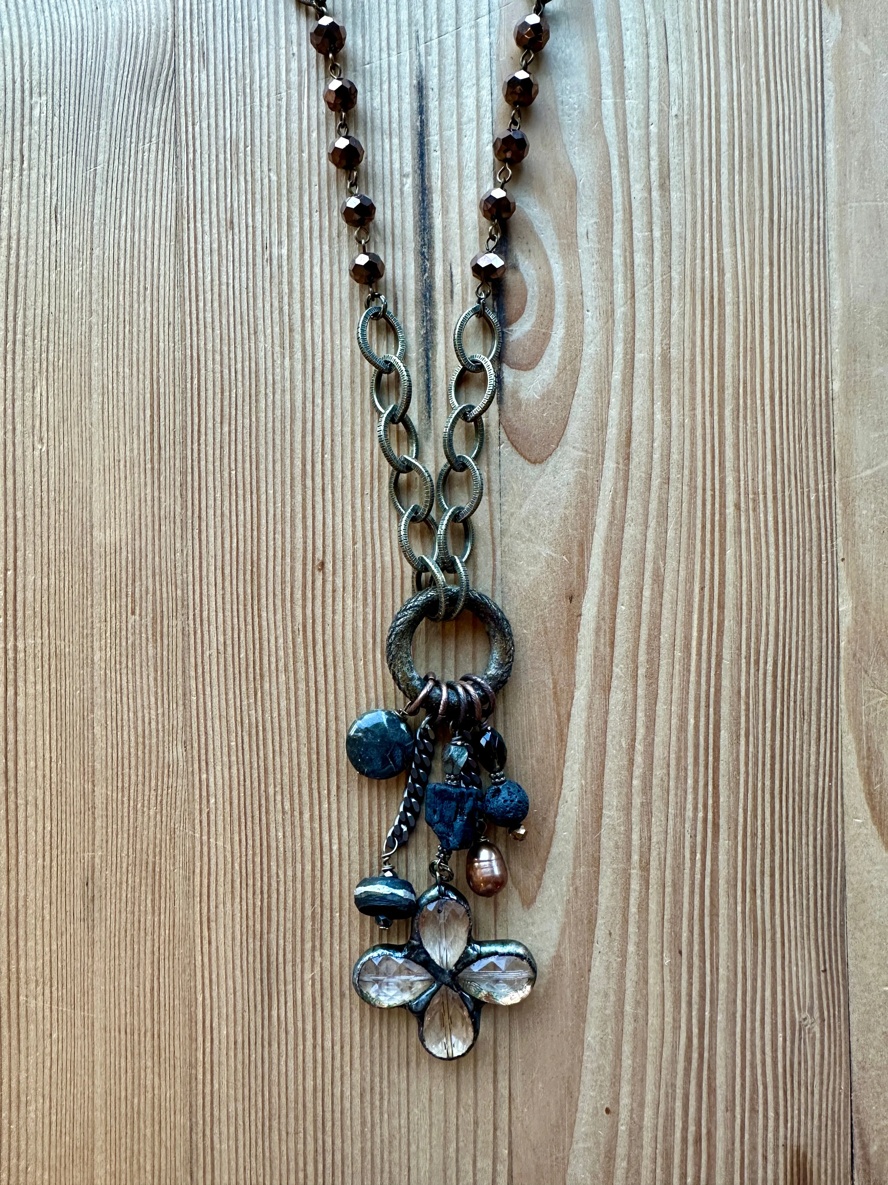 Smoky Fossil Long Necklace
