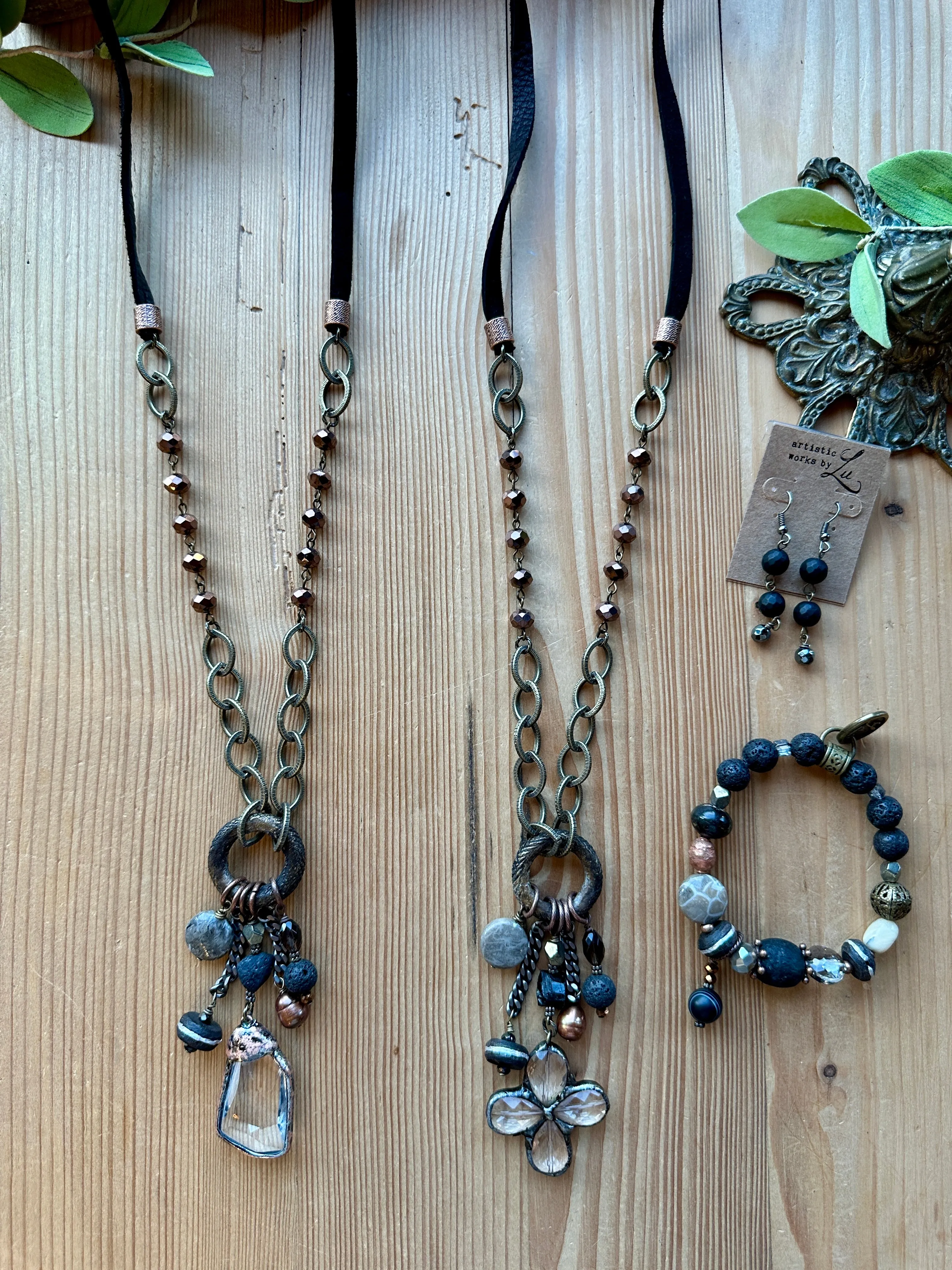 Smoky Fossil Long Necklace