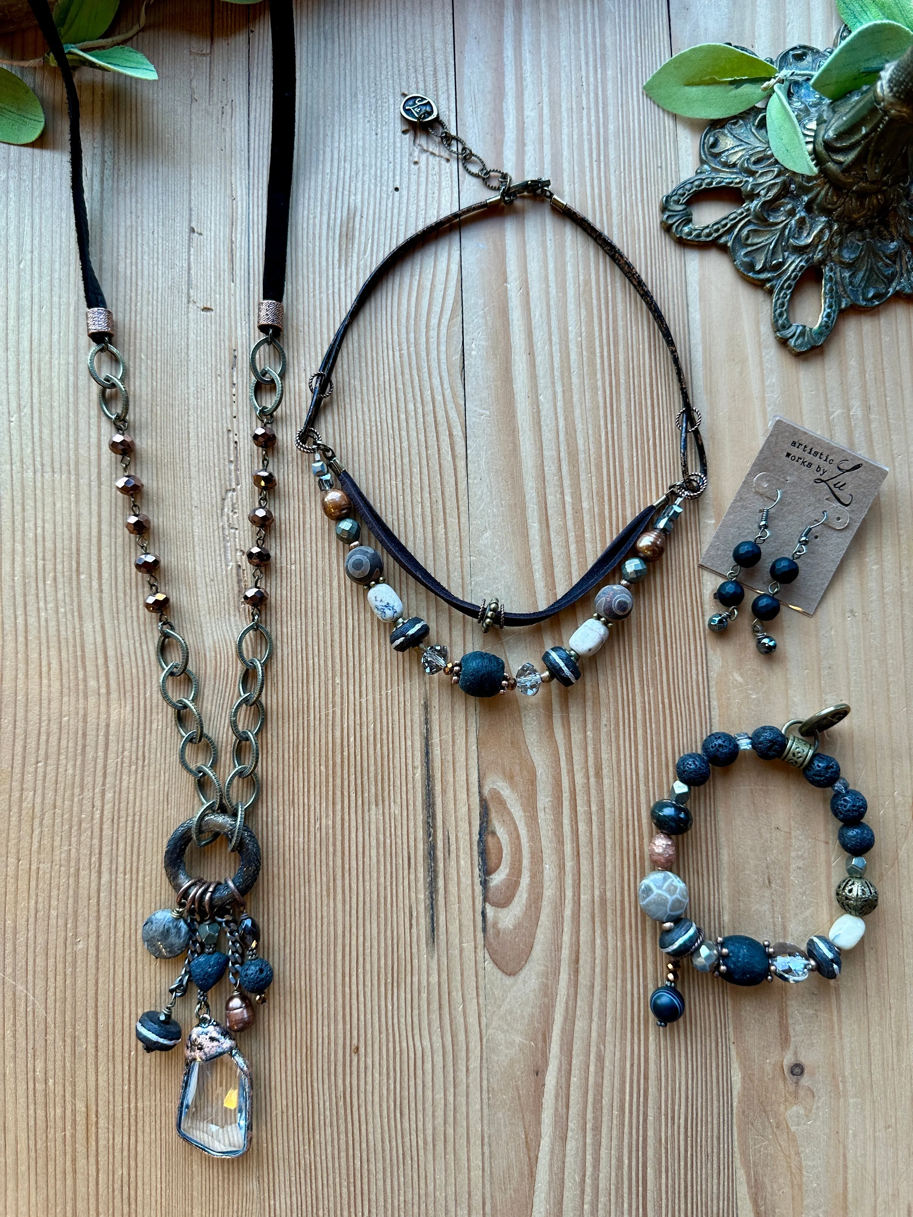 Smoky Fossil Long Necklace
