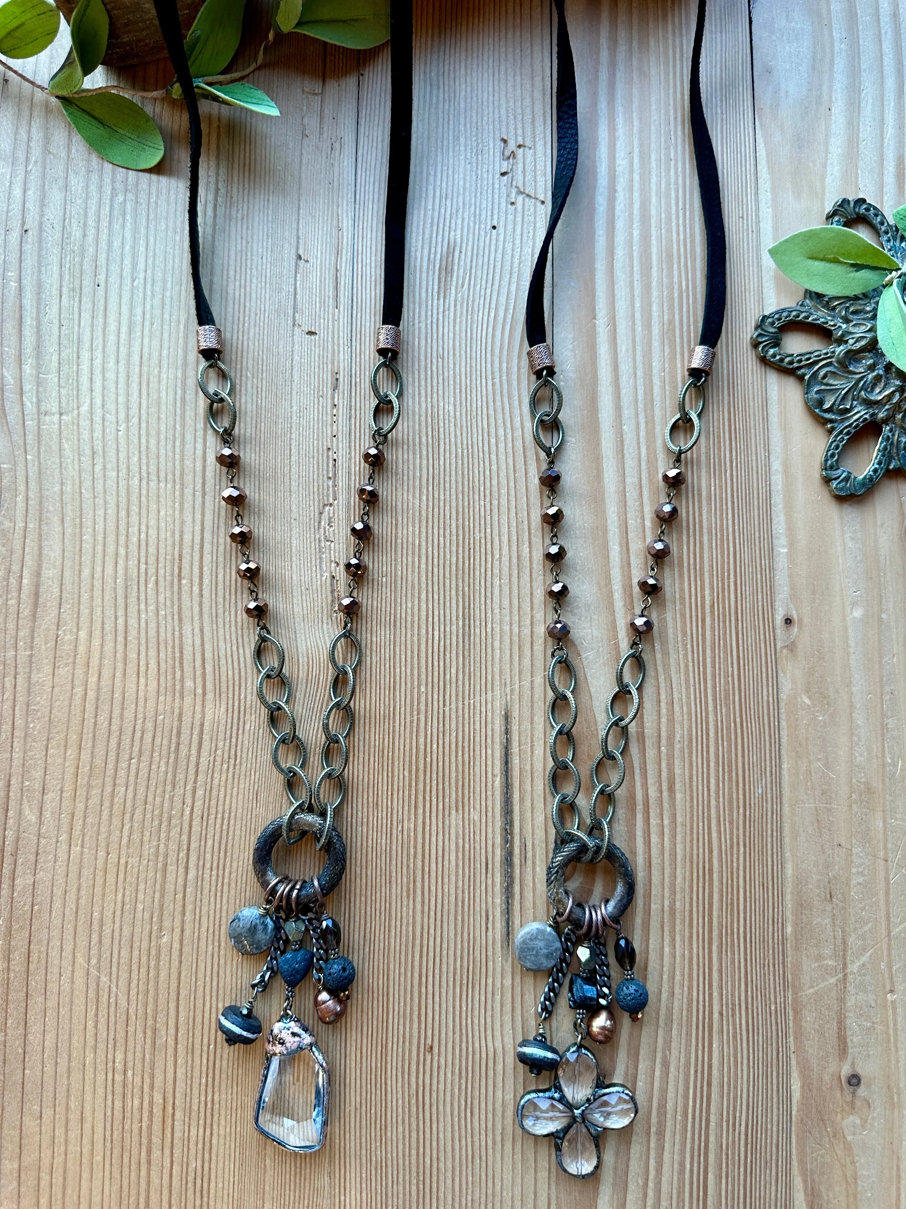 Smoky Fossil Long Necklace