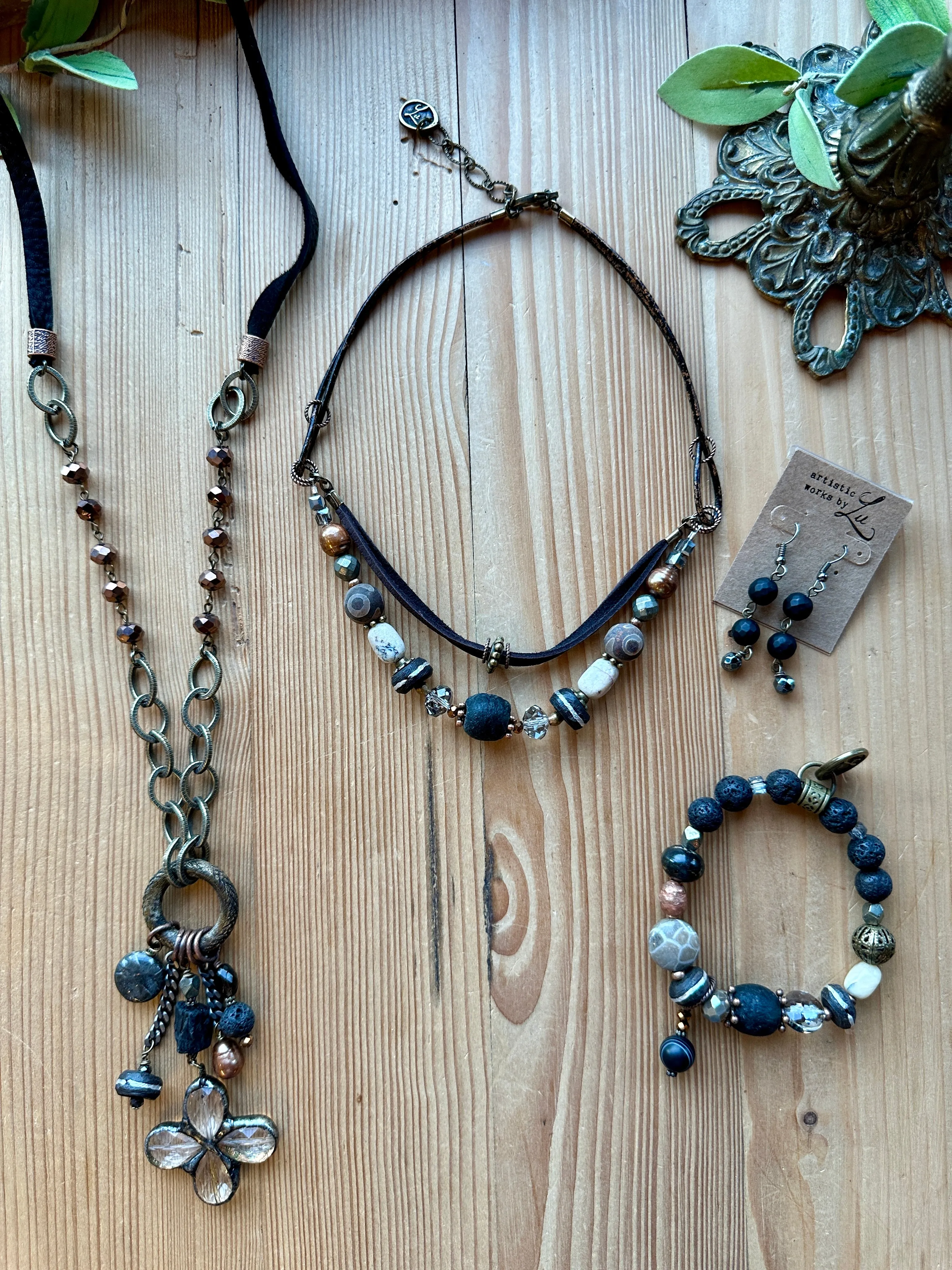 Smoky Fossil Long Necklace