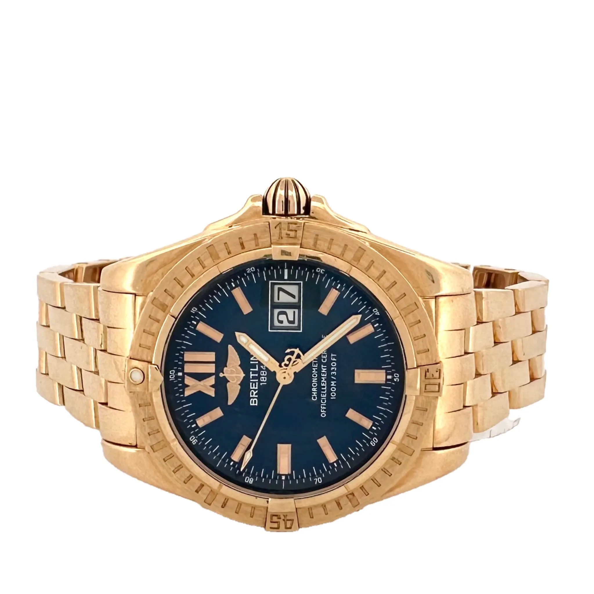 Sold! Breitling Cockpit 18k Yellow Gold Automatic Watch with Blue Dial by