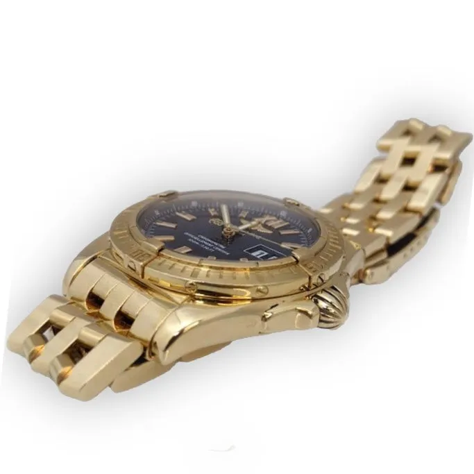 Sold! Breitling Cockpit 18k Yellow Gold Automatic Watch with Blue Dial by