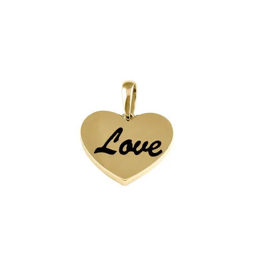 Solid 14K Gold "Love" Heart Pendant