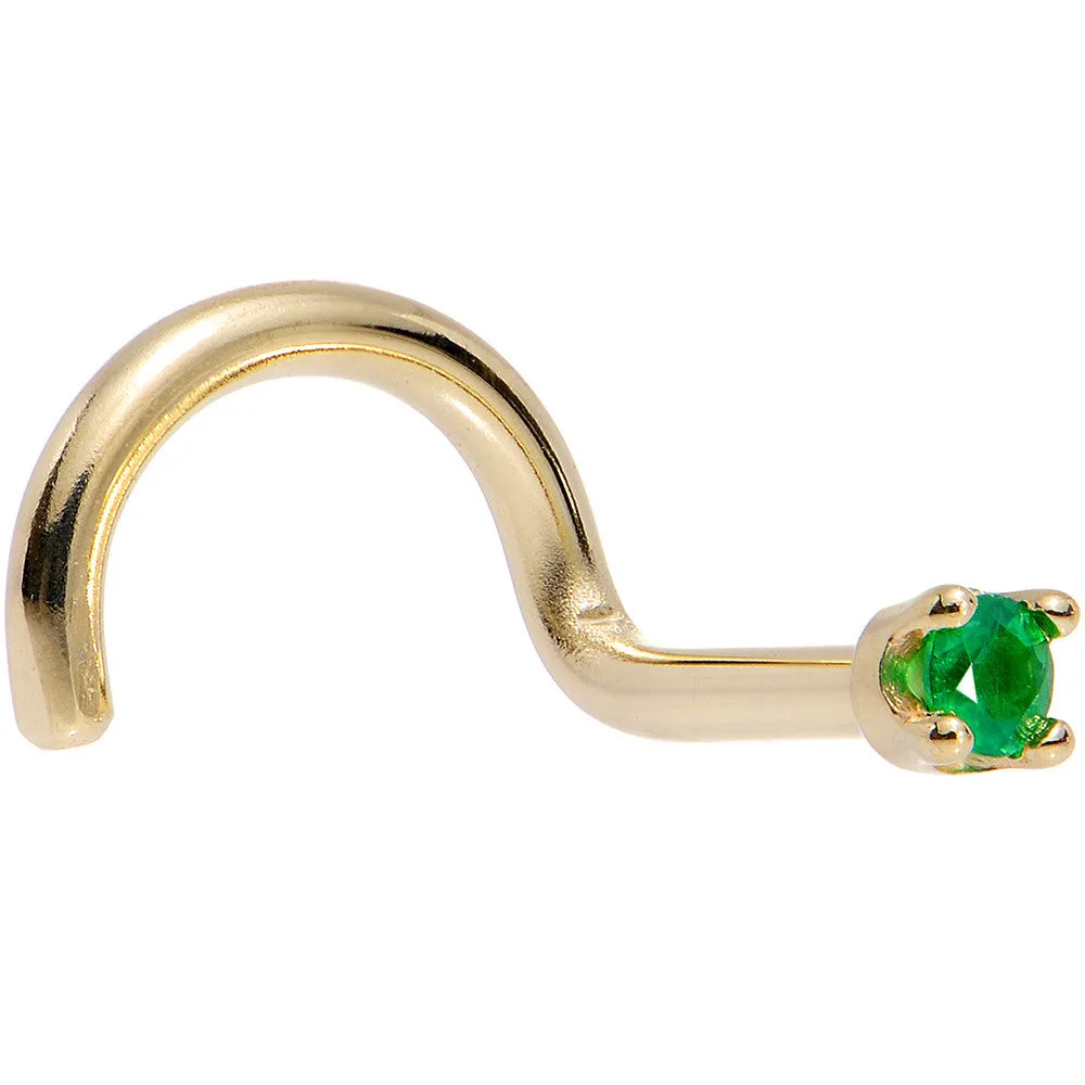 Solid 18KT Yellow Gold (May) 1.5mm Genuine Emerald Nose Ring