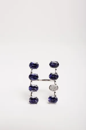 STEFERE | 18K WHITE GOLD 10 DIAMOND LOLITE RING