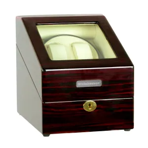 Steinhausen Heritage Double Watch Winder With Storage For 3 Watches, Ultra Quiet Motor and Multiple Modes