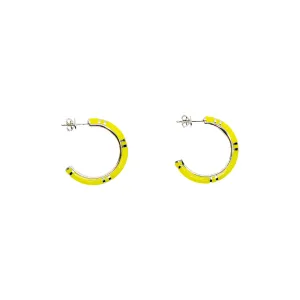 Sterling Silver Mini Hoops - Yellow Ceramic