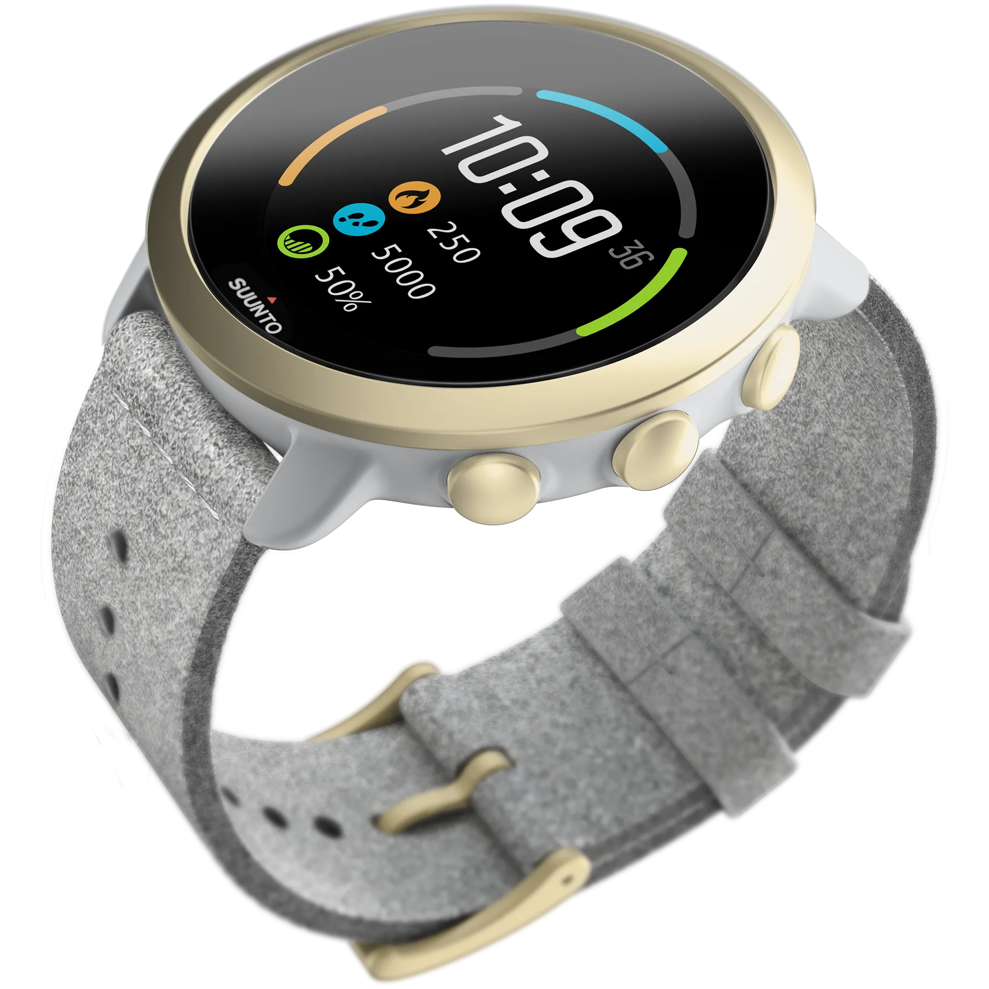 Suunto 3 Multisport Watch with Heart Rate Monitor, Pebble White Light Gold (SS050599000)