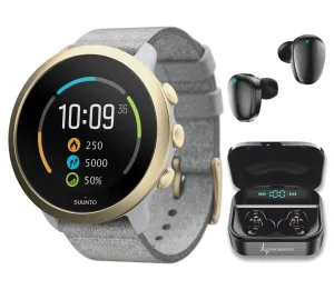 Suunto 3 Multisport Watch with Heart Rate Monitor, Pebble White Light Gold (SS050599000)