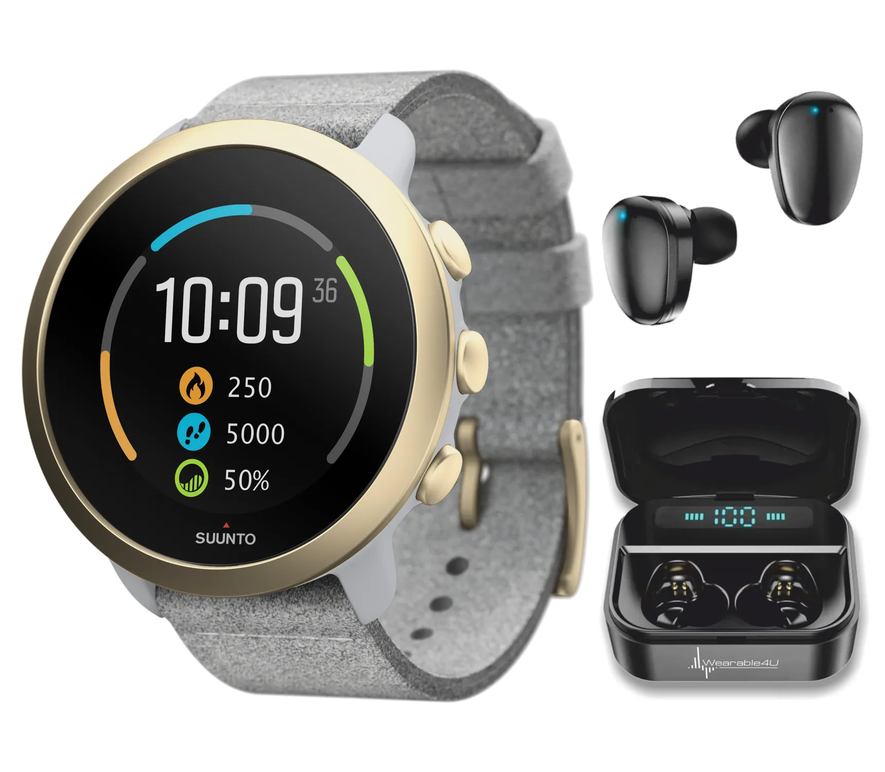 Suunto 3 Multisport Watch with Heart Rate Monitor, Pebble White Light Gold (SS050599000)