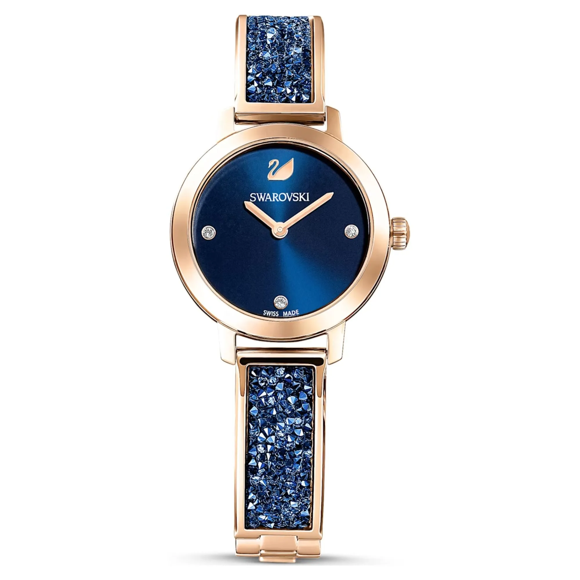 Swarovski Dream Rock watch Swiss Made, Metal bracelet, Blue, Rose Gold-tone finish