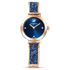 Swarovski Dream Rock watch Swiss Made, Metal bracelet, Blue, Rose Gold-tone finish