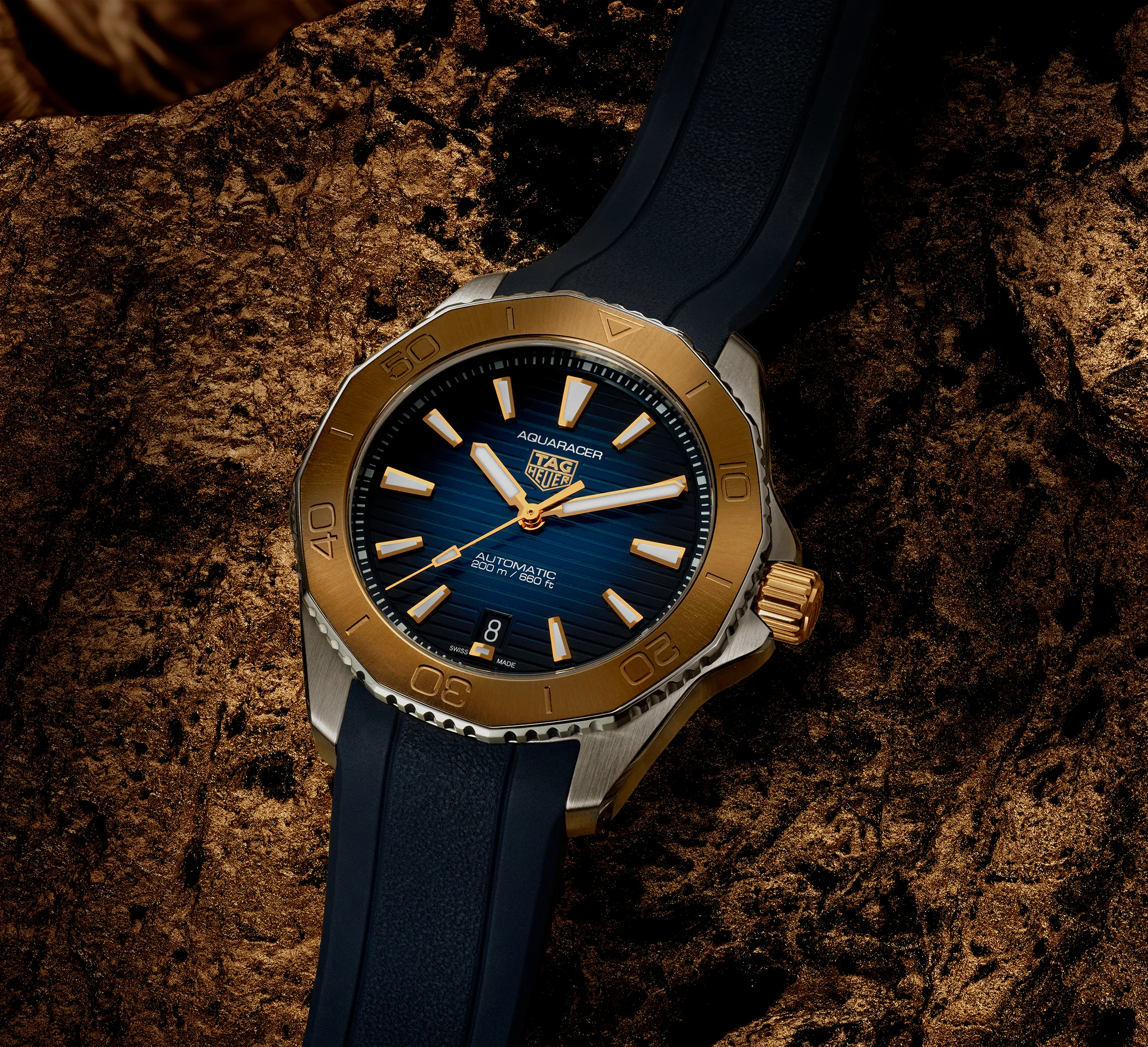 TAG Heuer Aquaracer Professional 200 Watch with 18K Yellow Gold