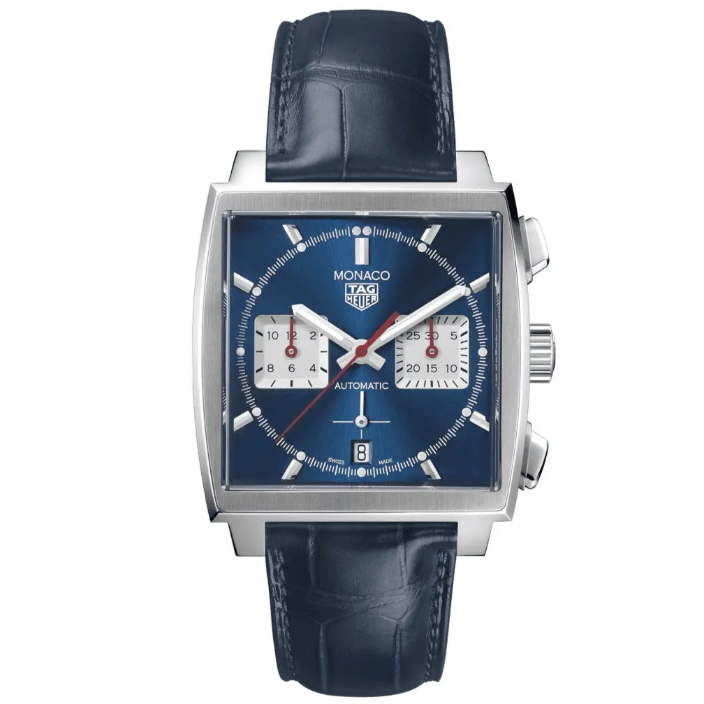 TAG Heuer Monaco Men's Calibre Heuer 02 Blue Dial Watch with Alligator Strap
