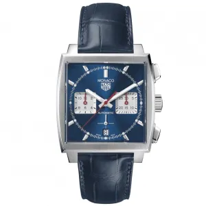 TAG Heuer Monaco Men's Calibre Heuer 02 Blue Dial Watch with Alligator Strap