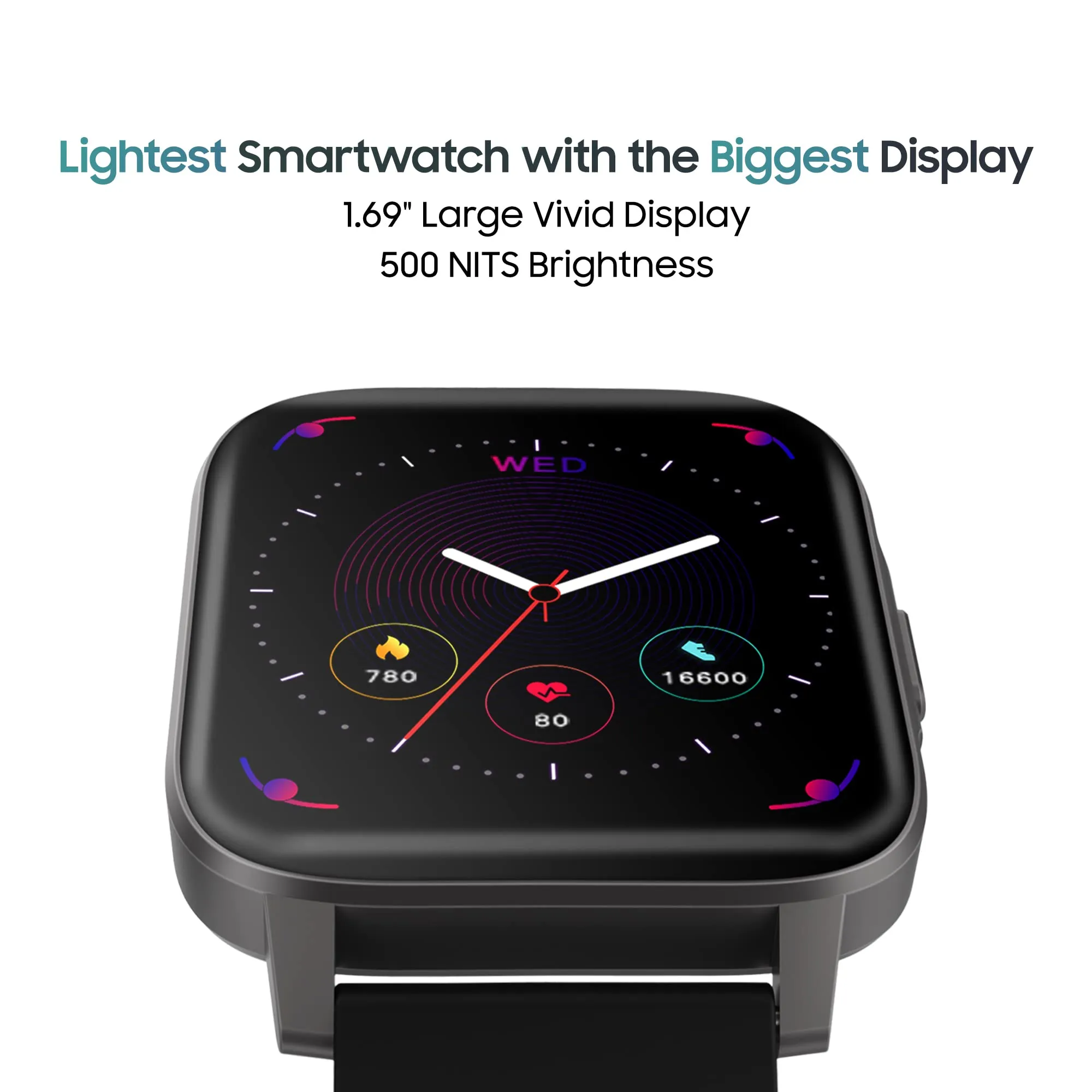 TAGG Verve NEO Smartwatch 1.69" HD Display | 60  Sports Modes | 10 Days Battery | 150  Faces | Waterproof | HeartRate & Blood Oxygen Tracking | Games, Calculator | Black
