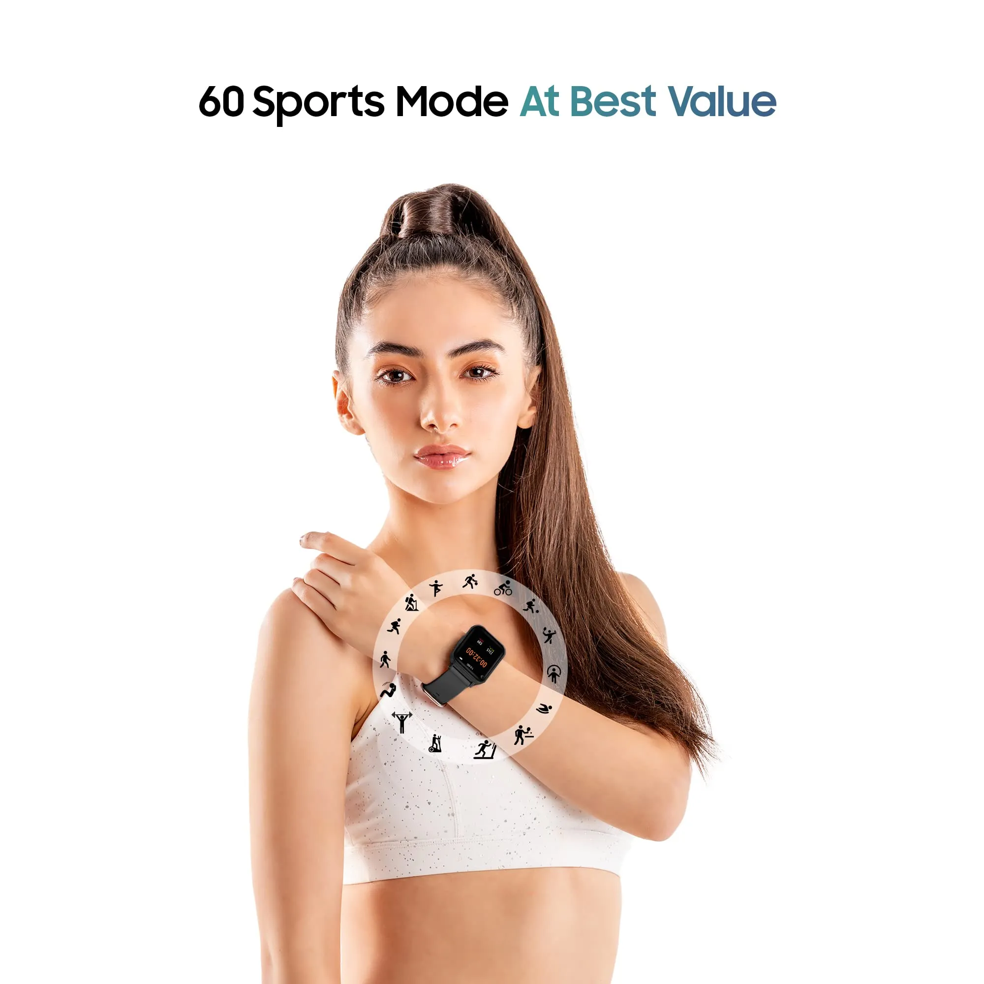 TAGG Verve NEO Smartwatch 1.69" HD Display | 60  Sports Modes | 10 Days Battery | 150  Faces | Waterproof | HeartRate & Blood Oxygen Tracking | Games, Calculator | Black