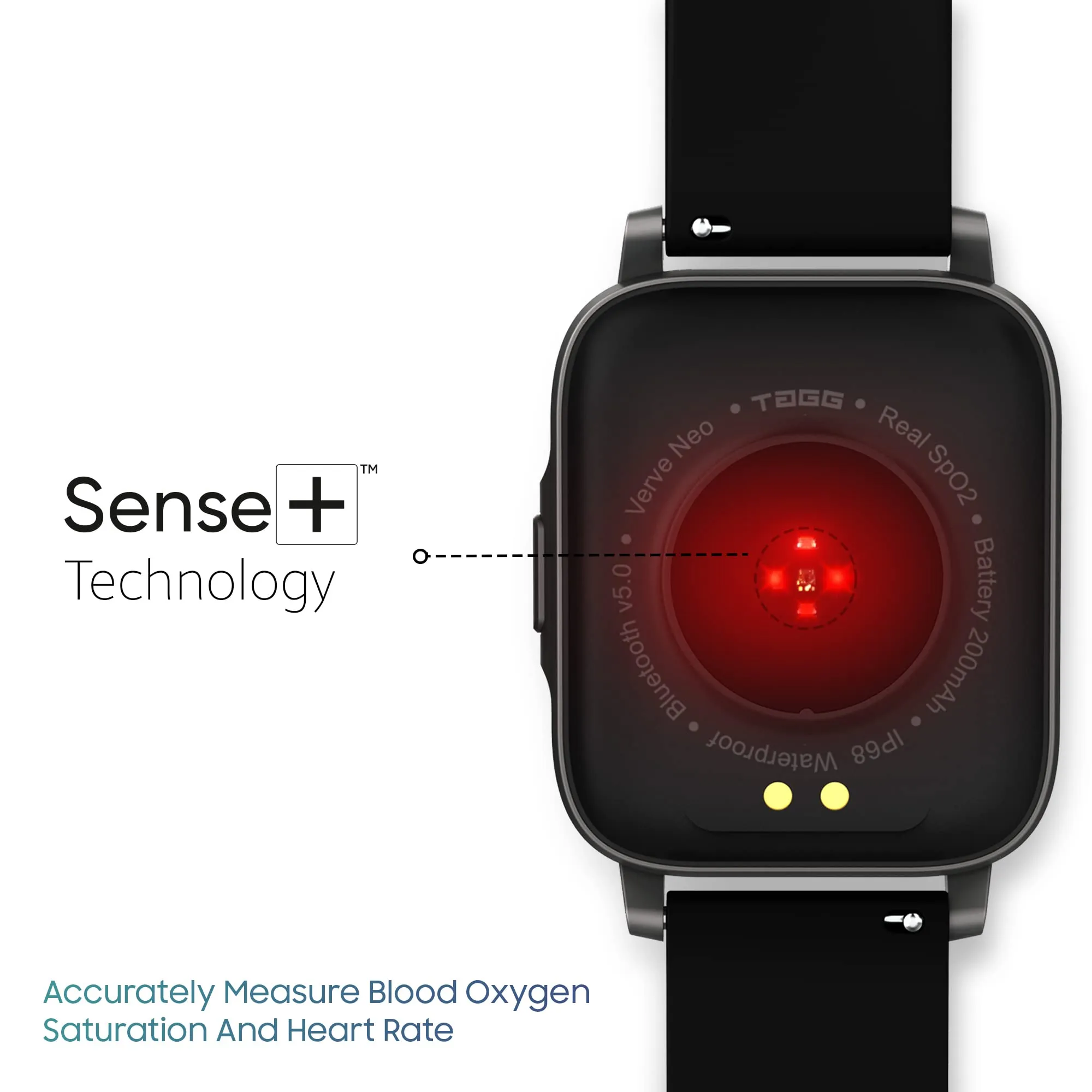TAGG Verve NEO Smartwatch 1.69" HD Display | 60  Sports Modes | 10 Days Battery | 150  Faces | Waterproof | HeartRate & Blood Oxygen Tracking | Games, Calculator | Black