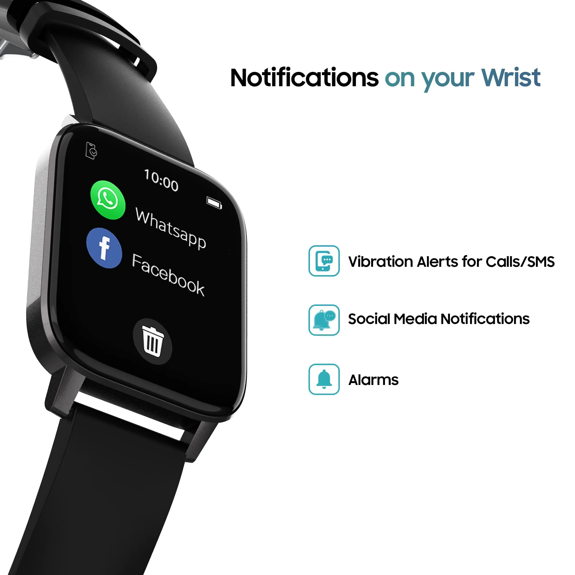 TAGG Verve NEO Smartwatch 1.69" HD Display | 60  Sports Modes | 10 Days Battery | 150  Faces | Waterproof | HeartRate & Blood Oxygen Tracking | Games, Calculator | Black