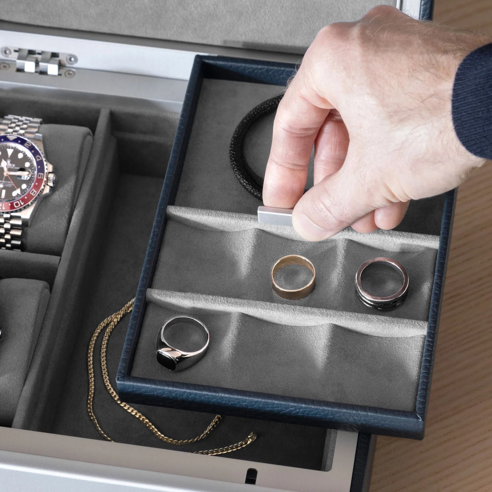 TAYLOR 2 WATCH AND JEWELRY BOX - MARINE / GREY