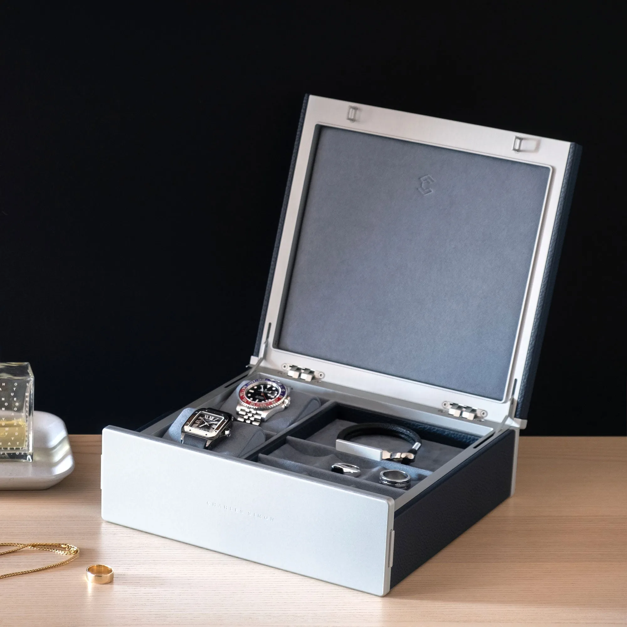 TAYLOR 2 WATCH AND JEWELRY BOX - MARINE / GREY