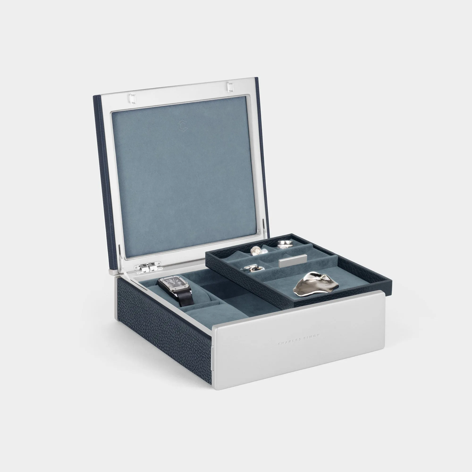 TAYLOR 2 WATCH AND JEWELRY BOX - MARINE / GREY